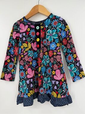 Zaza Couture Girl's Floral Cotton Long Sleeve Tunic Dress | Multi | 4T